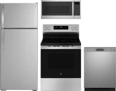 4 Piece Package Includes Refrigerator, Range, Microwave And Dishwasher