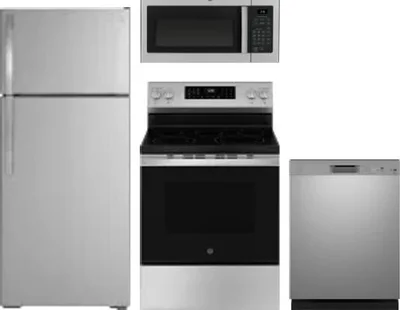4 Piece Package Includes Refrigerator, Range, Microwave And Dishwasher