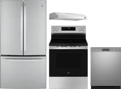 4 Piece Package Includes Refrigerator, Range, Hood And Dishwasher