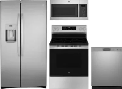 4 Piece Package Includes Refrigerator, Range, Microwave And Dishwasher