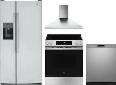 4 Piece Package Includes Refrigerator, Range, Hood And Dishwasher