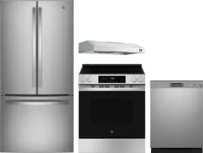 4 Piece Package Includes Refrigerator, Range, Hood And Dishwasher