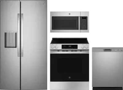4 Piece Package Includes Refrigerator, Range, Microwave And Dishwasher