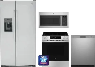 4 Piece Package Includes Refrigerator, Range, Microwave And Dishwasher