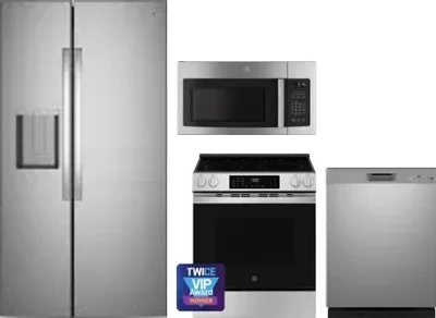 4 Piece Package Includes Refrigerator, Range, Microwave And Dishwasher