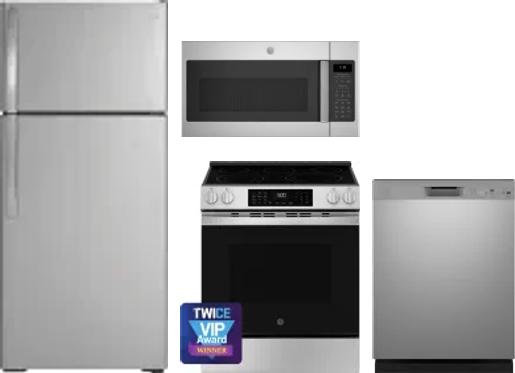 4 Piece Package Includes Refrigerator, Range, Microwave And Dishwasher