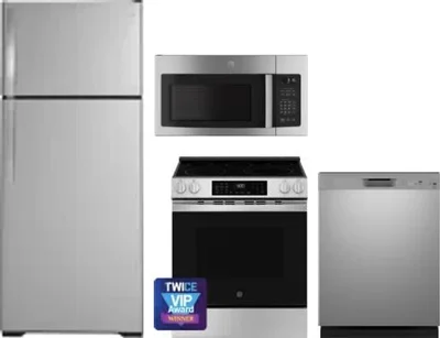 4 Piece Package Includes Refrigerator, Range, Microwave And Dishwasher