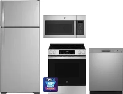 4 Piece Package Includes Refrigerator, Range, Microwave And Dishwasher