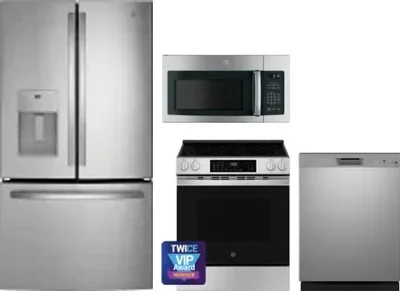 4 Piece Package Includes Refrigerator, Range, Microwave And Dishwasher