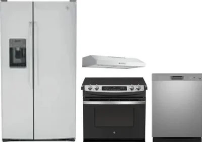 4 Piece Package Includes Refrigerator, Range, Hood And Dishwasher