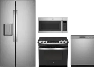 4 Piece Package Includes Refrigerator, Range, Microwave And Dishwasher