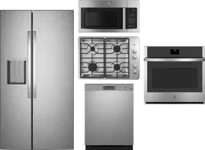 5 Piece Package Includes Refrigerator, Cooktop, Wall Oven, Microwave And Dishwasher