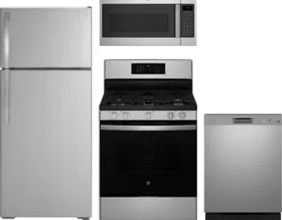 4 Piece Package Includes Refrigerator, Range, Microwave And Dishwasher