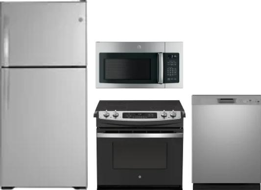 4 Piece Package Includes Refrigerator, Range, Microwave And Dishwasher