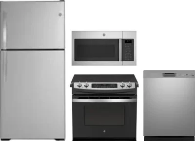 4 Piece Package Includes Refrigerator, Range, Microwave And Dishwasher
