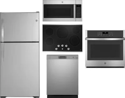 5 Piece Package Includes Refrigerator, Cooktop, Wall Oven, Microwave And Dishwasher