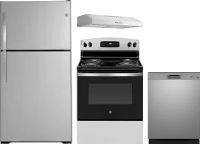 4 Piece Package Includes Refrigerator, Range, Hood And Dishwasher