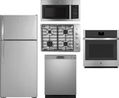 5 Piece Package Includes Refrigerator, Cooktop, Wall Oven, Microwave And Dishwasher