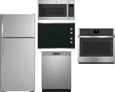 5 Piece Package Includes Refrigerator, Cooktop, Wall Oven, Microwave And Dishwasher