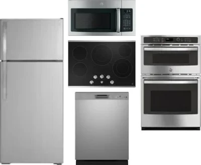 5 Piece Package Includes Refrigerator, Cooktop, Wall Oven, Microwave And Dishwasher