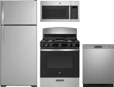 4 Piece Package Includes Refrigerator, Range, Microwave And Dishwasher