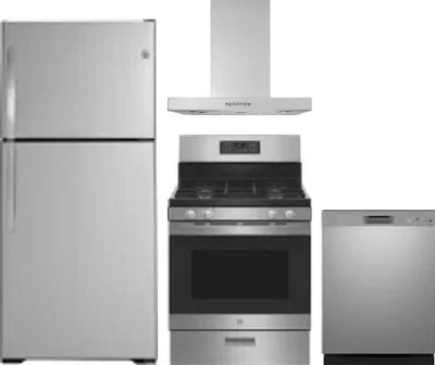 4 Piece Package Includes Refrigerator, Range, Hood And Dishwasher