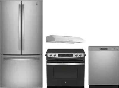 4 Piece Package Includes Refrigerator, Range, Hood And Dishwasher