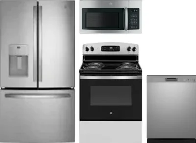 4 Piece Package Includes Refrigerator, Range, Microwave And Dishwasher