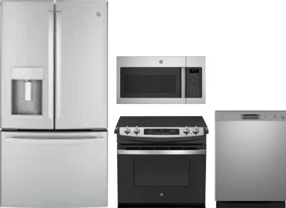 4 Piece Package Includes Refrigerator, Range, Microwave And Dishwasher