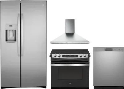 4 Piece Package Includes Refrigerator, Range, Hood And Dishwasher
