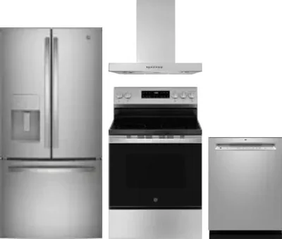 4 Piece Package Includes Refrigerator, Range, Hood And Dishwasher