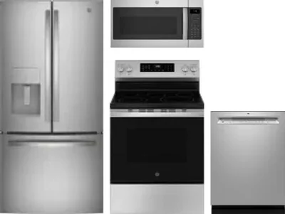 4 Piece Package Includes Refrigerator, Range, Microwave And Dishwasher