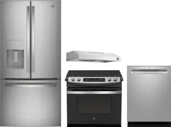 4 Piece Package Includes Refrigerator, Range, Hood And Dishwasher