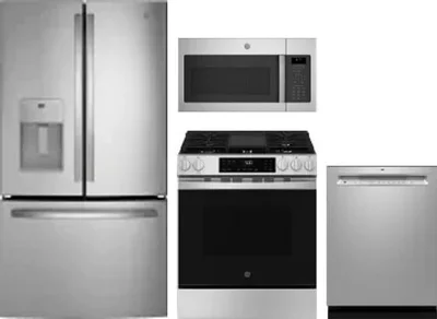 4 Piece Package Includes Refrigerator, Range, Microwave And Dishwasher