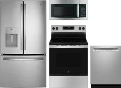 4 Piece Package Includes Refrigerator, Range, Microwave And Dishwasher