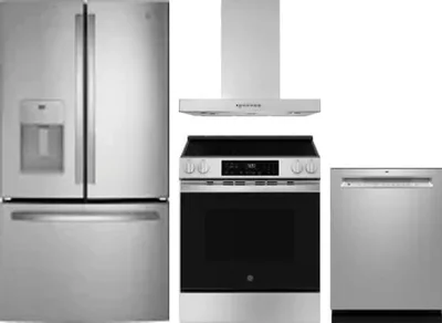 4 Piece Package Includes Refrigerator, Range, Hood And Dishwasher