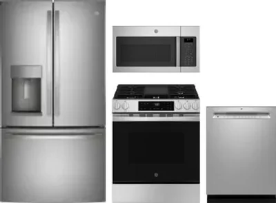 4 Piece Package Includes Refrigerator, Range, Microwave And Dishwasher