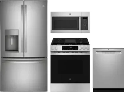4 Piece Package Includes Refrigerator, Range, Microwave And Dishwasher