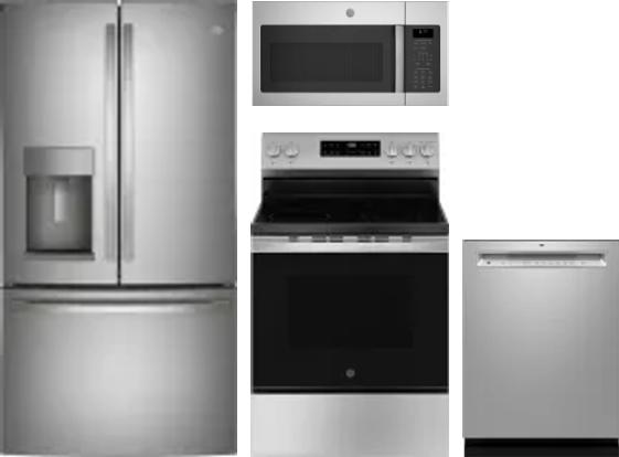 4 Piece Package Includes Refrigerator, Range, Microwave And Dishwasher