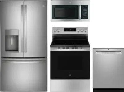 4 Piece Package Includes Refrigerator, Range, Microwave And Dishwasher