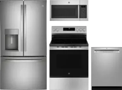 4 Piece Package Includes Refrigerator, Range, Microwave And Dishwasher