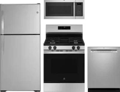 4 Piece Package Includes Refrigerator, Range, Microwave And Dishwasher