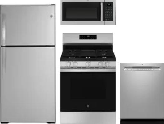 4 Piece Package Includes Refrigerator, Range, Microwave And Dishwasher