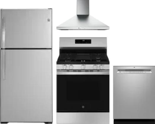 4 Piece Package Includes Refrigerator, Range, Hood And Dishwasher