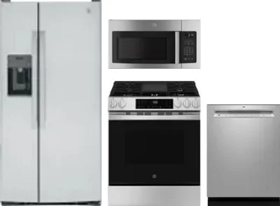 4 Piece Package Includes Refrigerator, Range, Microwave And Dishwasher