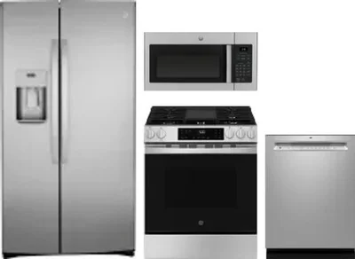 4 Piece Package Includes Refrigerator, Range, Microwave And Dishwasher