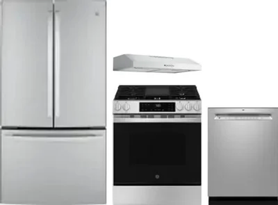 4 Piece Package Includes Refrigerator, Range, Hood And Dishwasher