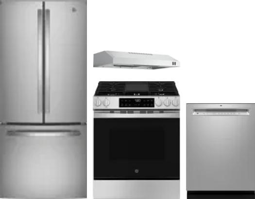 4 Piece Package Includes Refrigerator, Range, Hood And Dishwasher