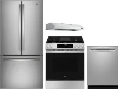 4 Piece Package Includes Refrigerator, Range, Hood And Dishwasher