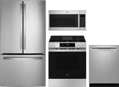 4 Piece Package Includes Refrigerator, Range, Microwave And Dishwasher
